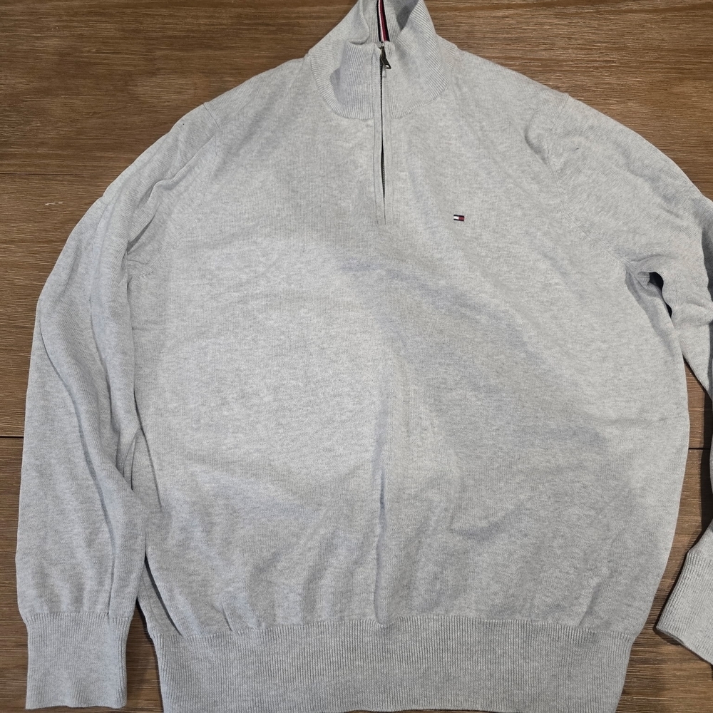 Tommy Hilfiger Light Gray Zip-Up Sweater